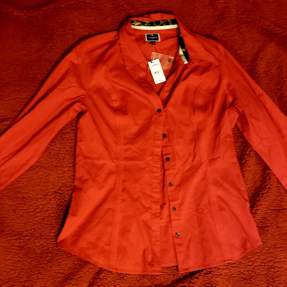 Express Red Button Up Blouse